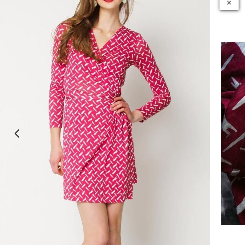 Diane von Furstenberg Callista silk wrap dress Dash Weave Magenta